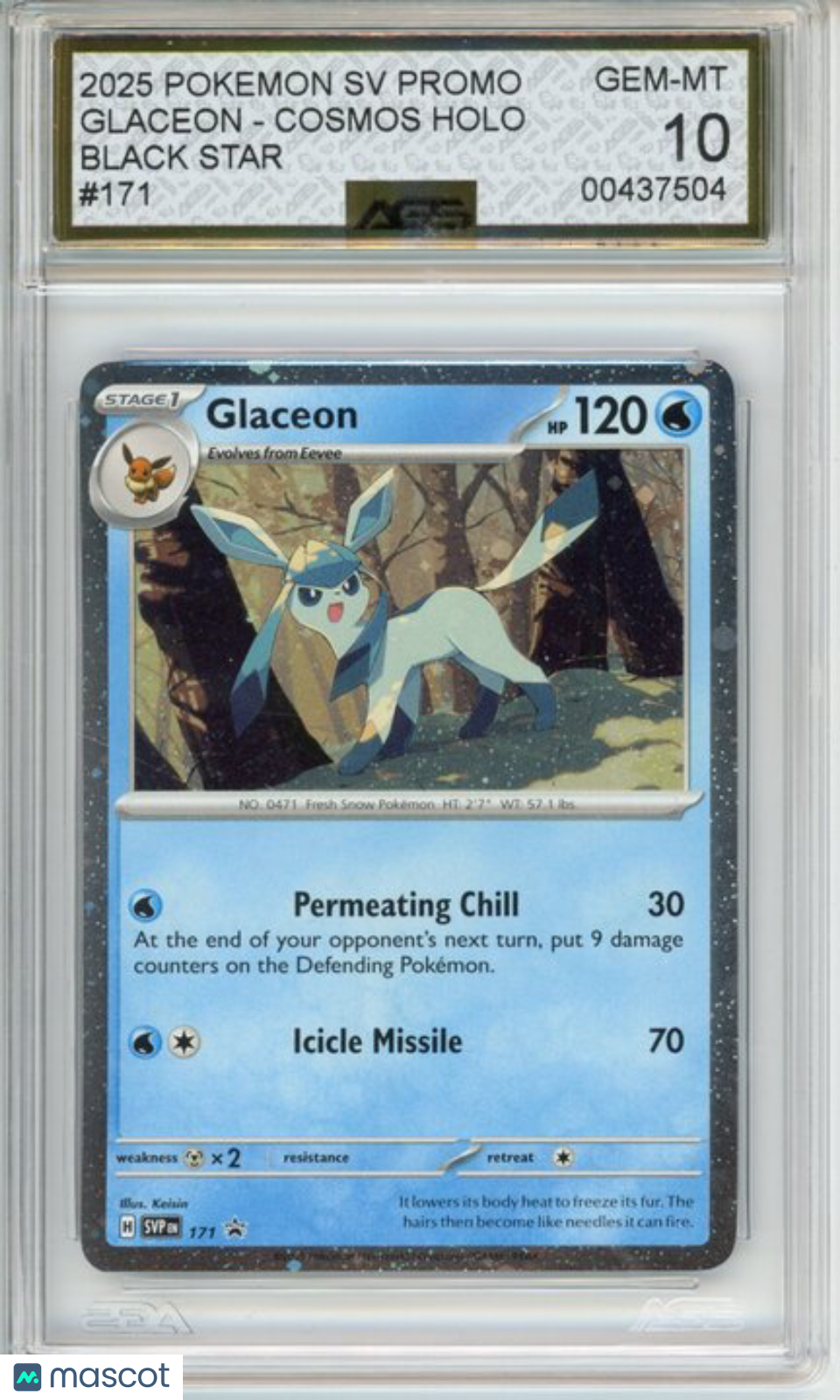 2025 Pokemon SV Glaceon #171 Black Star AGS 10