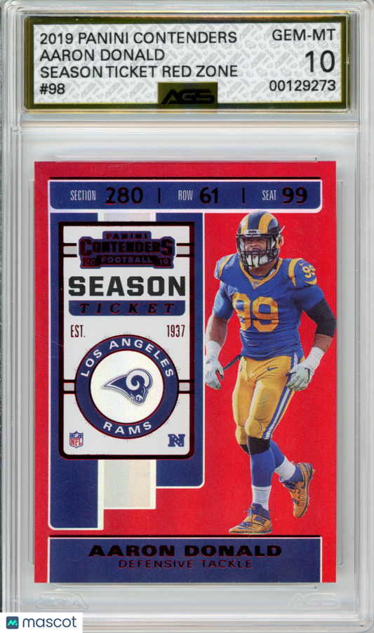 2020 Football 2019 Panini Contenders Aaron Donald #098 AGS 10