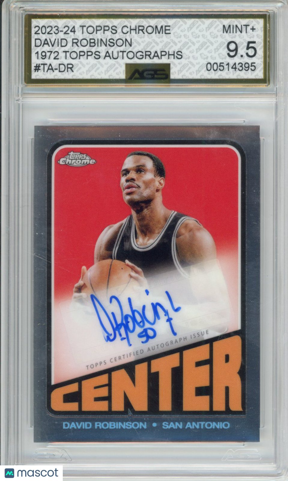 2024 Basketball 2023-24 TOPPS CHROME BASKETBALL DAVID ROBINSON #TA-DR AGS 9.5