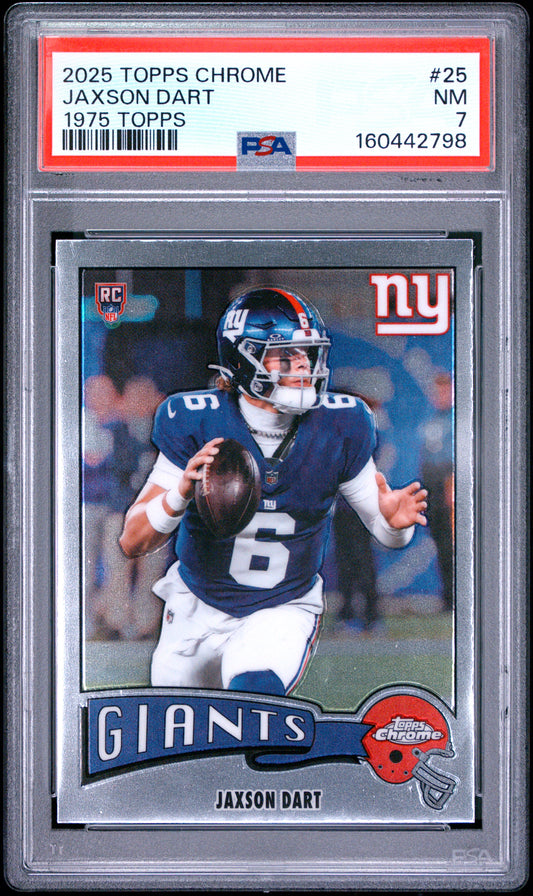 2025 Topps Chrome Football Jaxson Dart #1975-25 English PSA 7