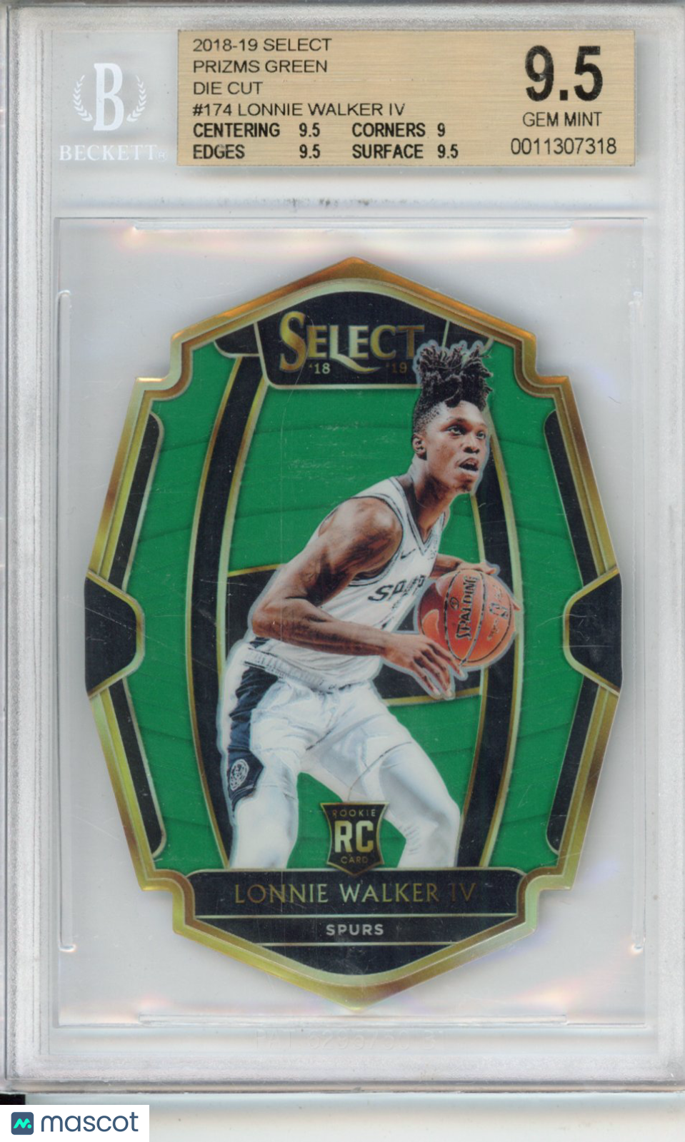 2018 Select Prizms Green Die Cut Lonnie Walker IV #174 BGS 9.5