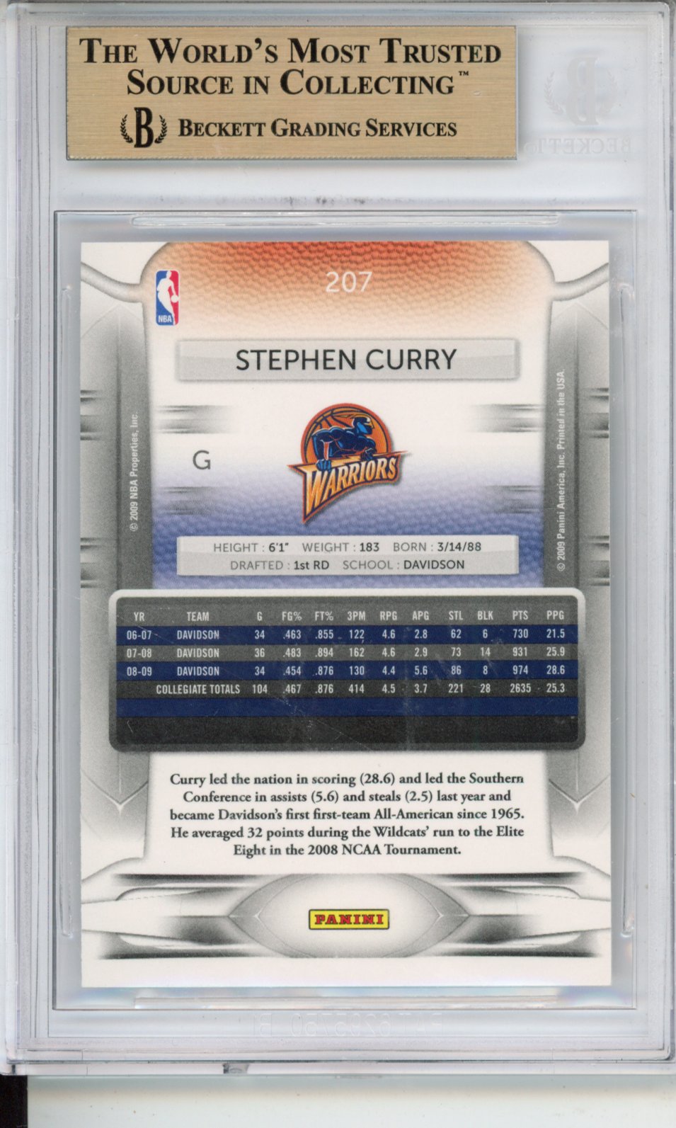2009 Prestige Stephen Curry #207 BGS 9.5