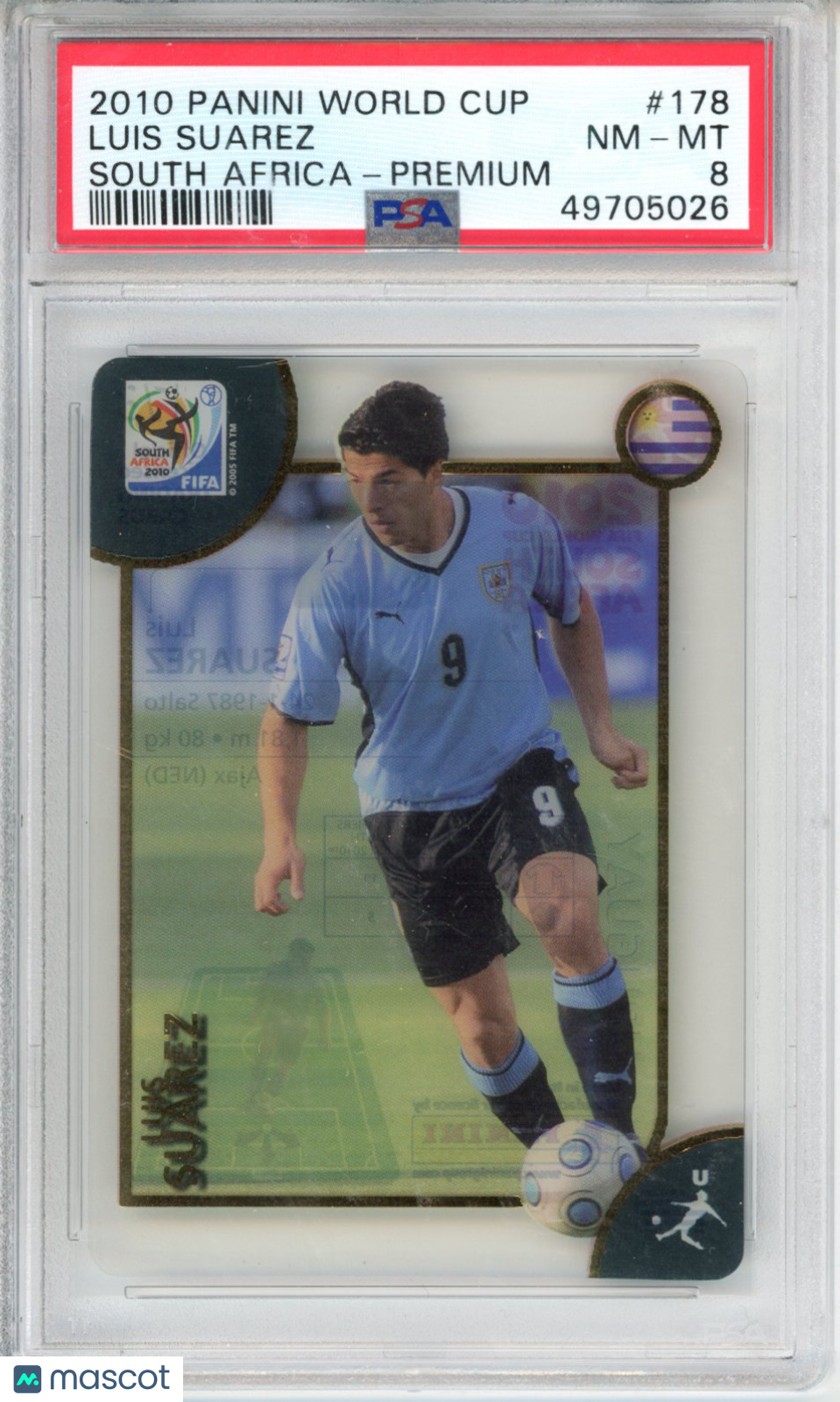 2010 Panini World Cup South Africa Luis Suarez #178 PSA 8