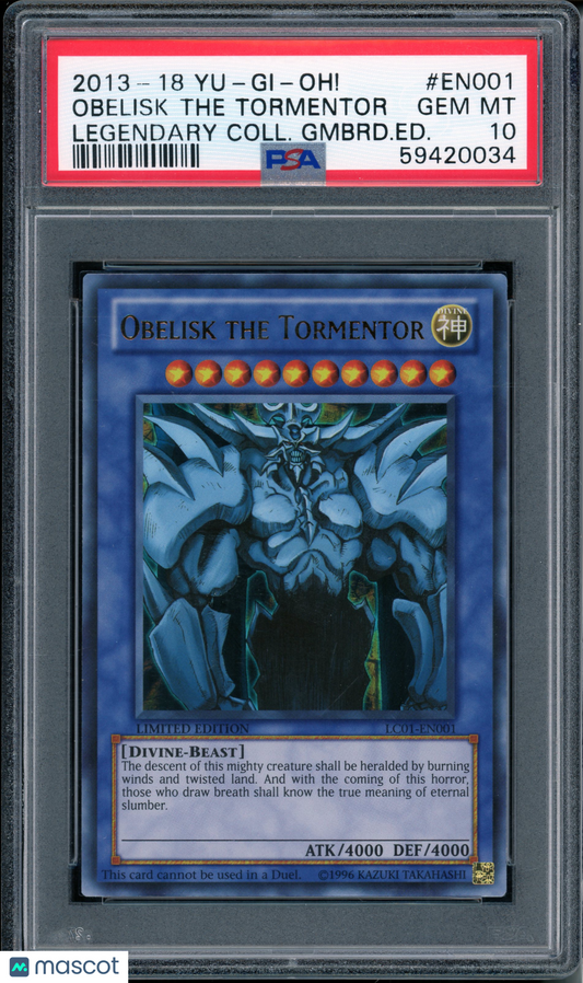 2013 Yu-Gi-Oh! Legendary Collection Obelisk The Tormentor #LC01-EN001 PSA 10