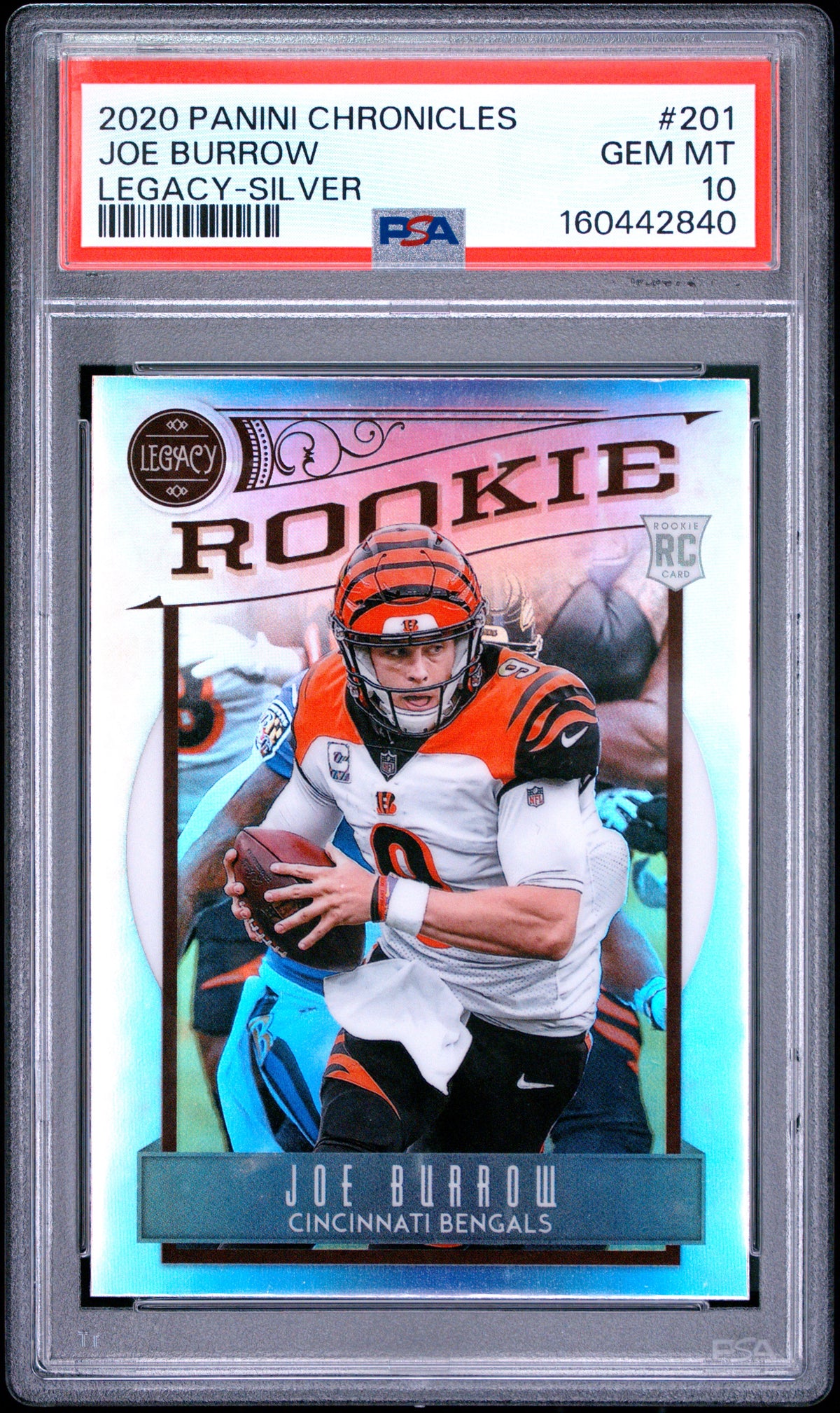 2020 Panini Chronicles Football Joe Burrow #201 Silver English PSA 10