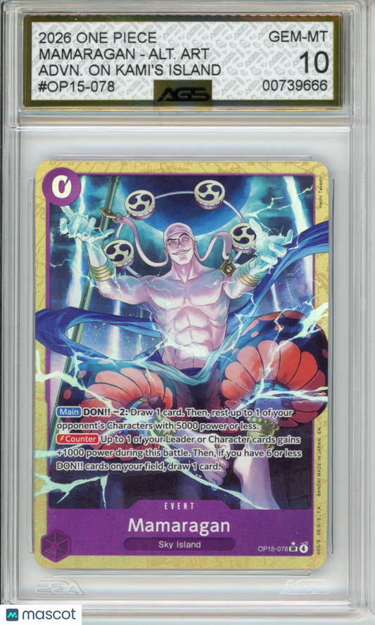 2026 One Piece ADVENTURE ON KAMI'S ISLAND MAMARAGAN OP15-078 ALT. ART AGS 10
