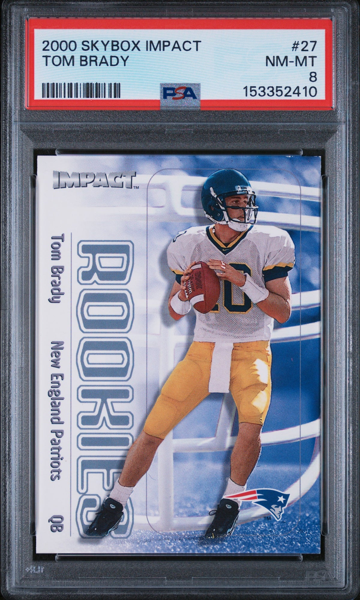 2000 SkyBox Impact Football Tom Brady #27 English PSA 8