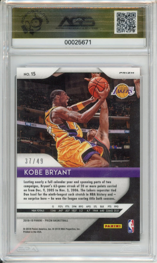 Basketball Panini Prizm 2018-19 Kobe Bryant #015 Orange /49 AGS 10