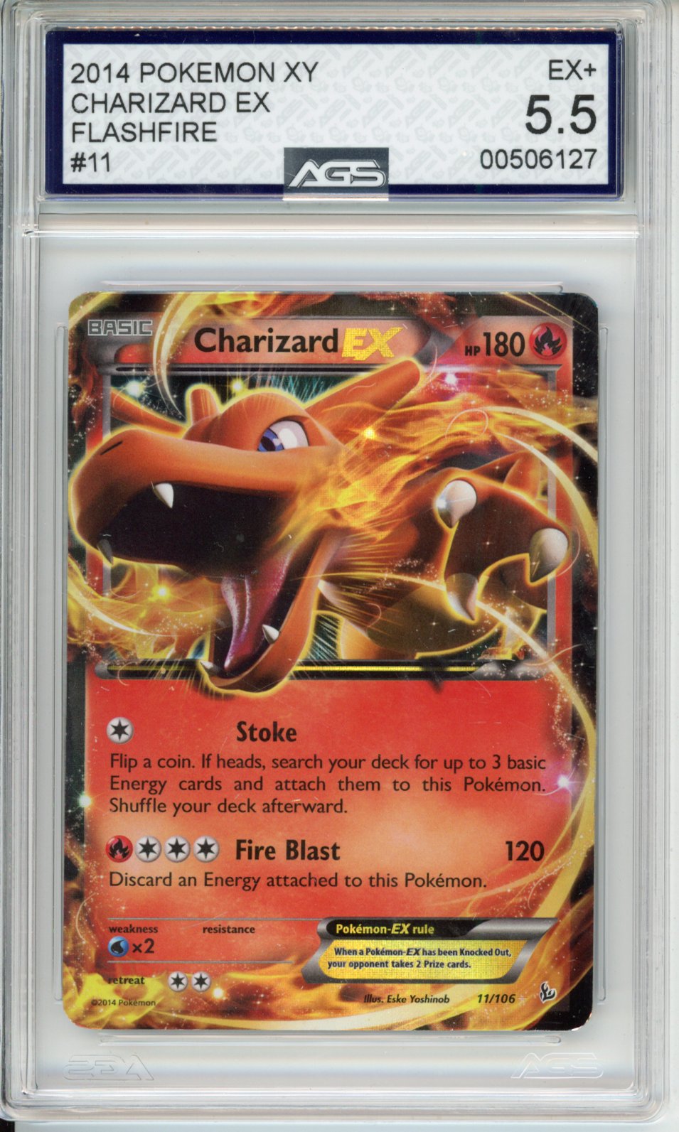2014 Flashfire Charizard EX #11 AGS 5.5