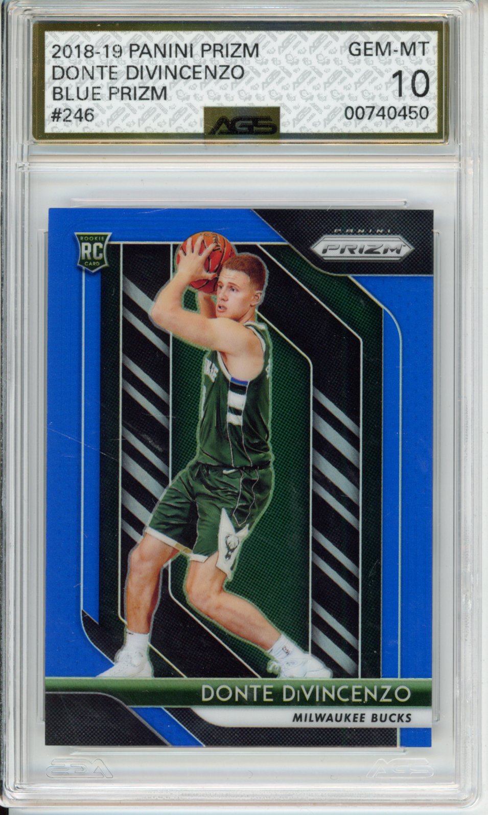 Panini 2018-19 Prizm Donte DiVincenzo #246 Prizms Blue English AGS 10