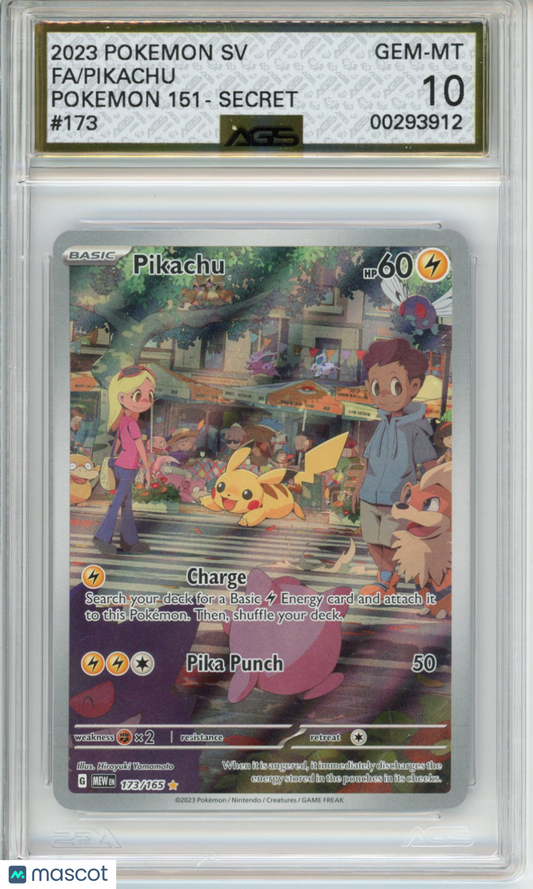 2023 Pokemon 151 Pikachu #173 AGS 10