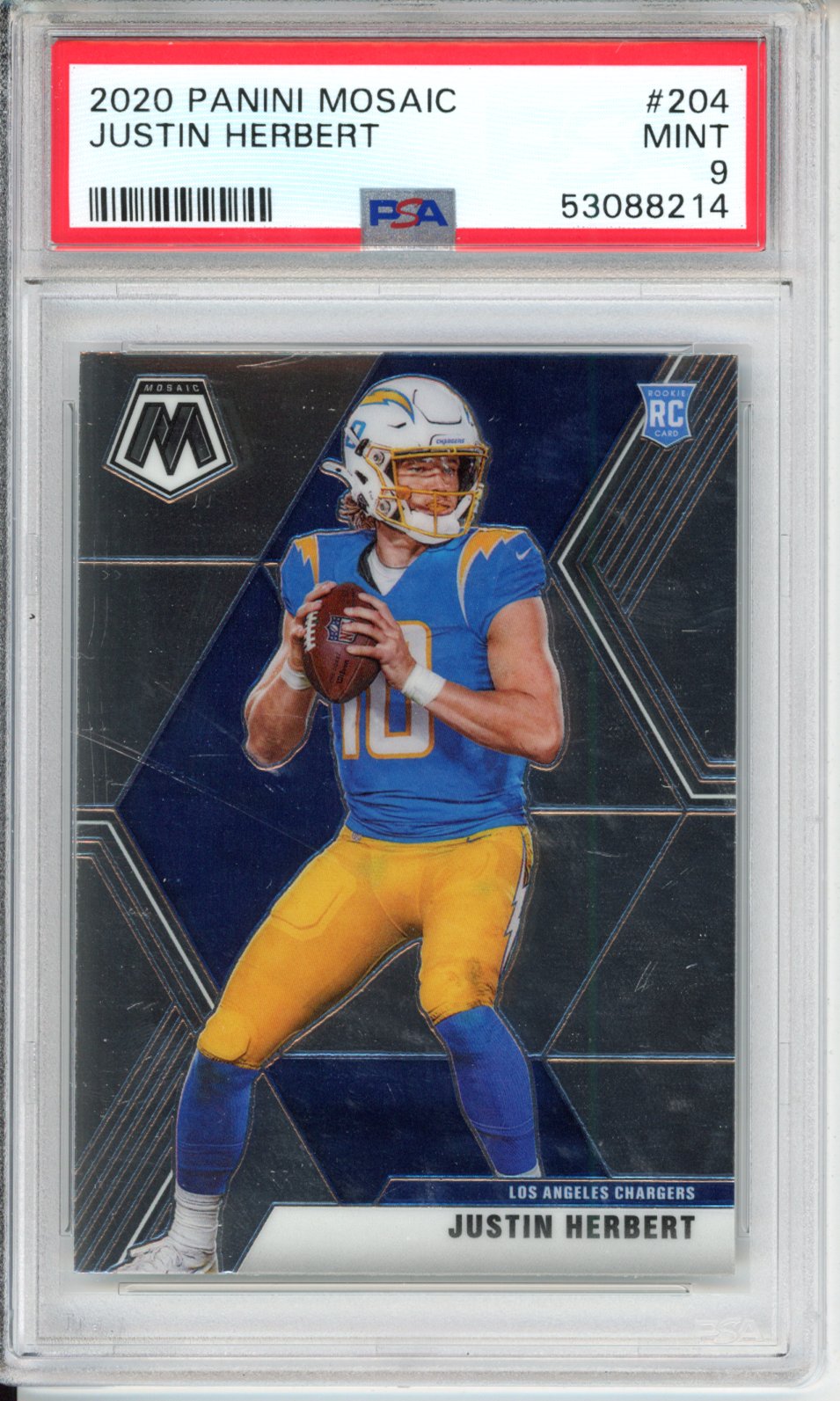 2020 Panini Mosaic Football Justin Herbert #204 Mosaic English PSA 9