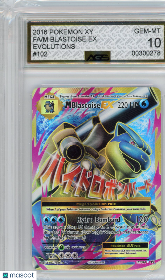 2016 Pokemon Evolutions M Blastoise EX #102 AGS 10