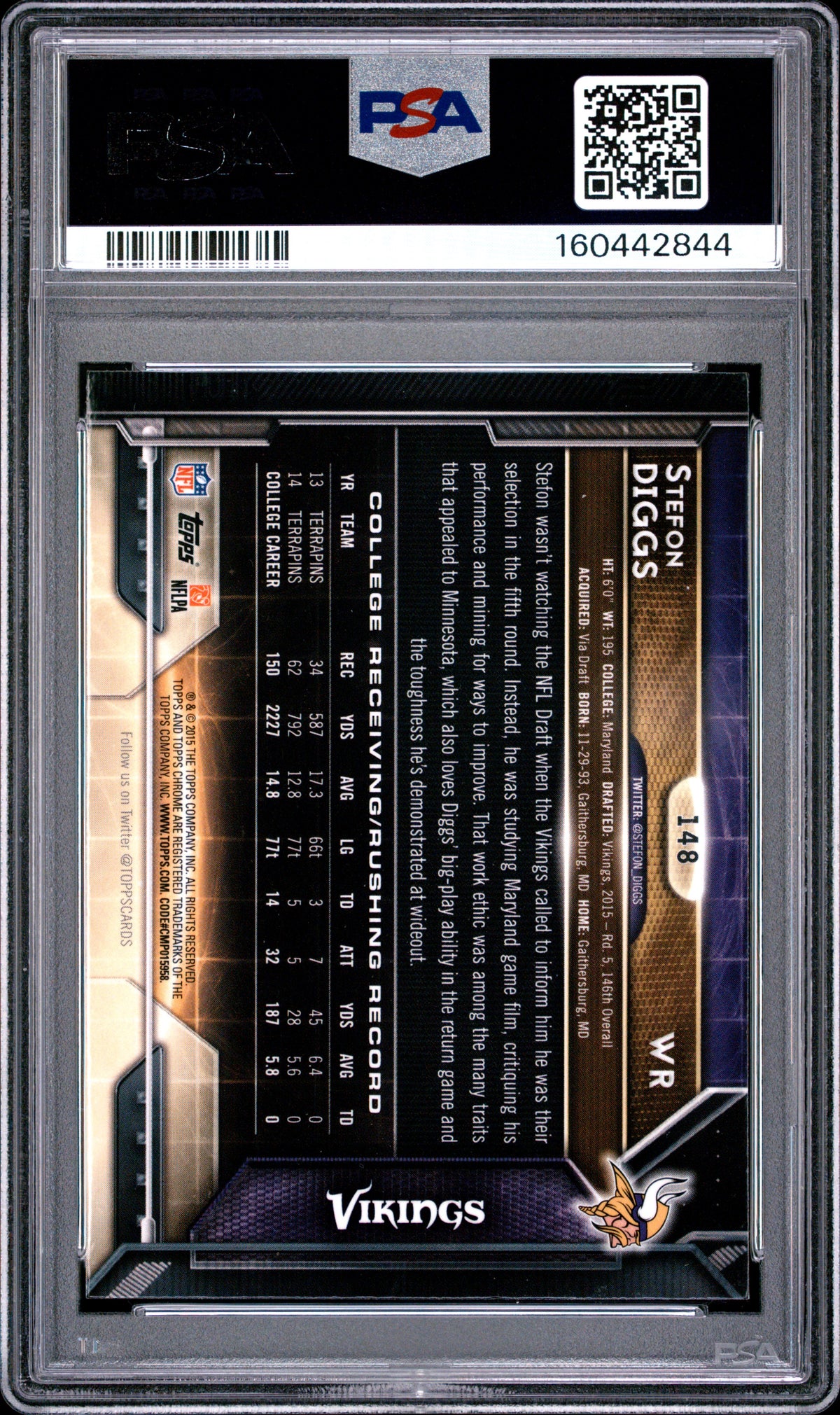 2015 Topps Chrome Football Stefon Diggs #148 English PSA 9