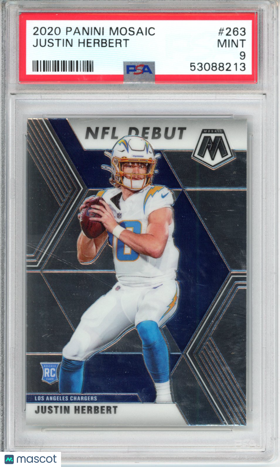 2020 Panini Mosaic Justin Herbert #263 PSA 9