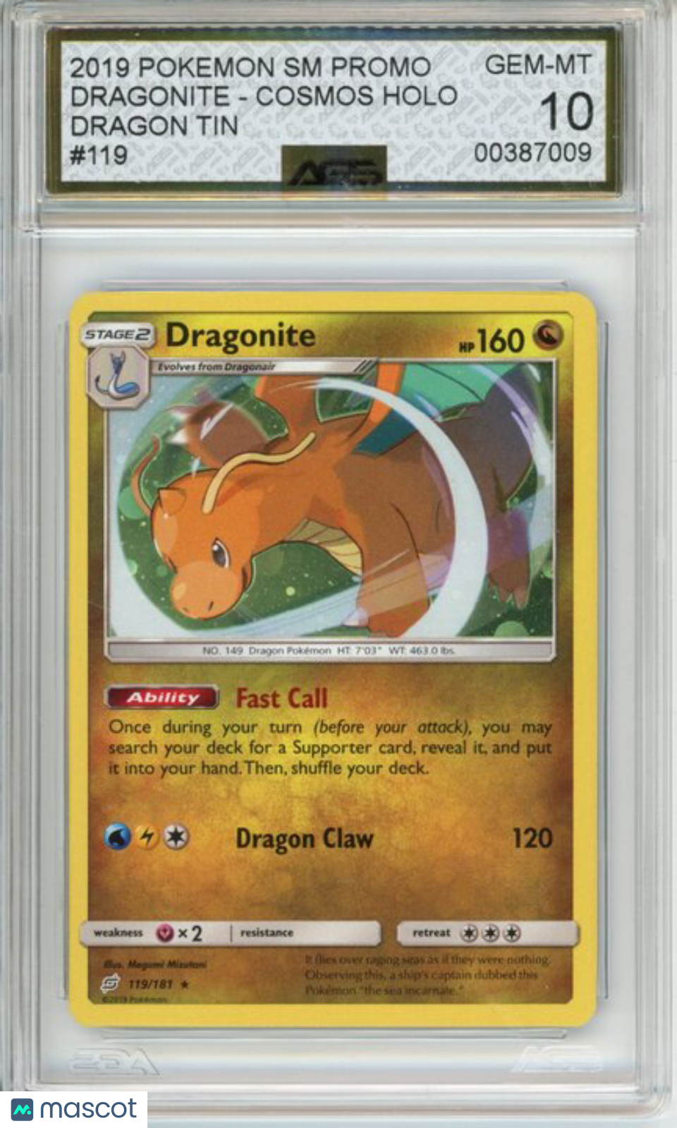 2019Pokemon SM Pokemon SM Dragonite #119 Dragon Tin AGS 10