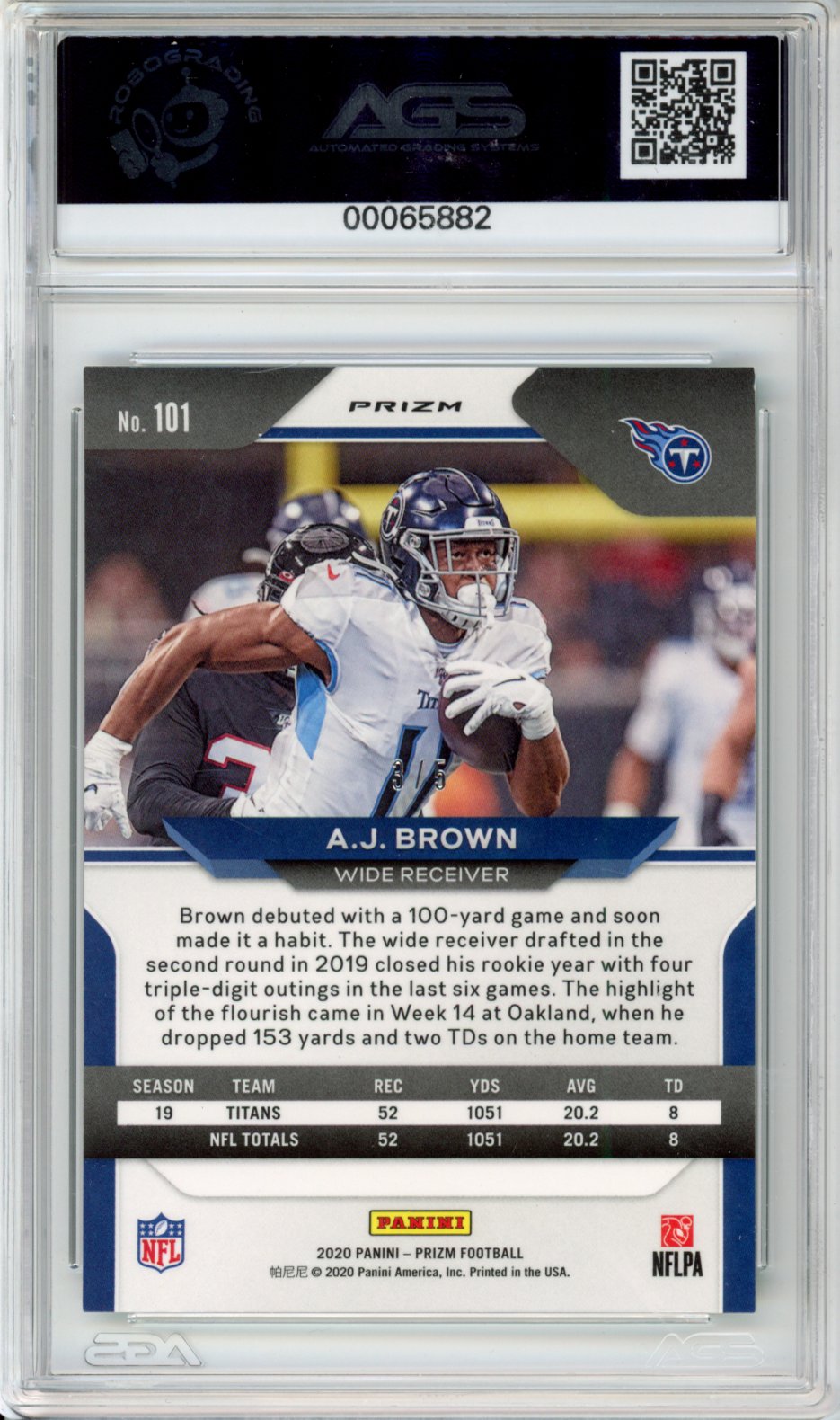 2020 Panini Prizm AJ Brown #101 Green Shimmer AGS 9