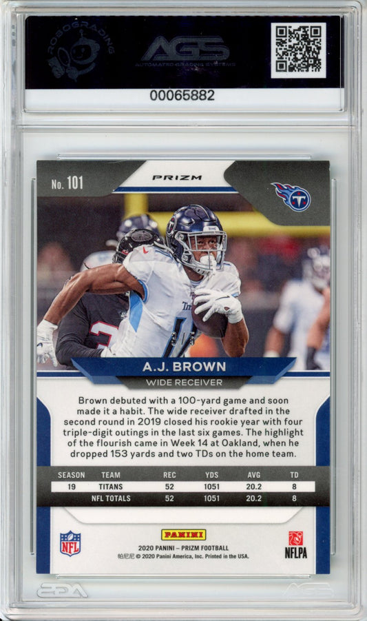 2020 Panini Prizm AJ Brown #101 Green Shimmer AGS 9