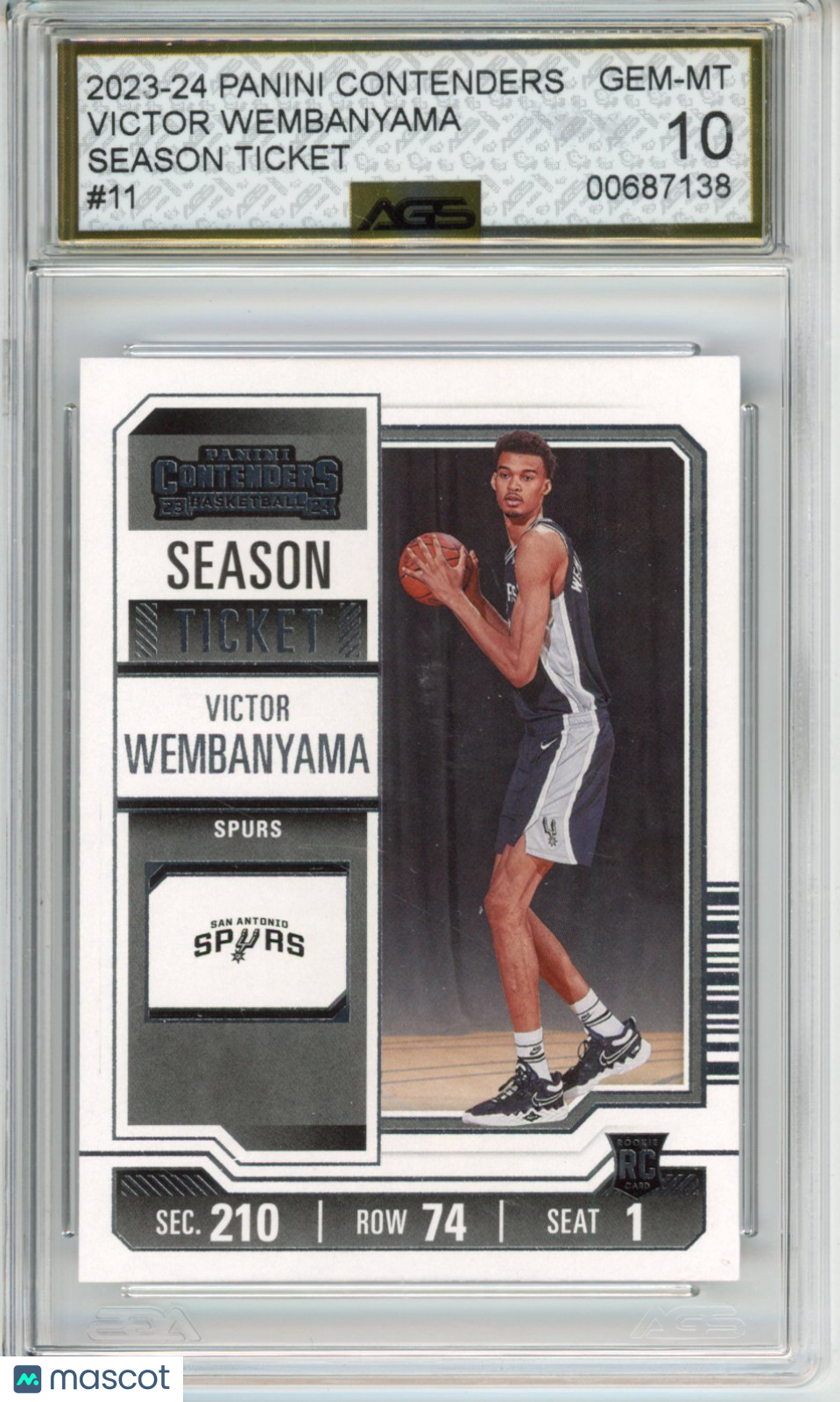 2024 Basketball 2023-24 PANINI CONTENDERS VICTOR WEMBANYAMA #011 Unlimited AGS 10