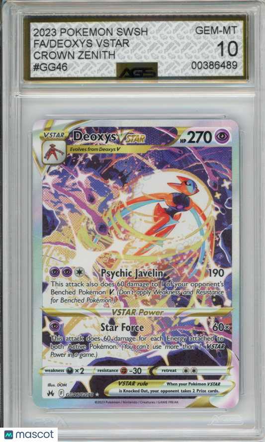 2023 Pokemon Crown Zenith Deoxys VSTAR #GG46 AGS 10