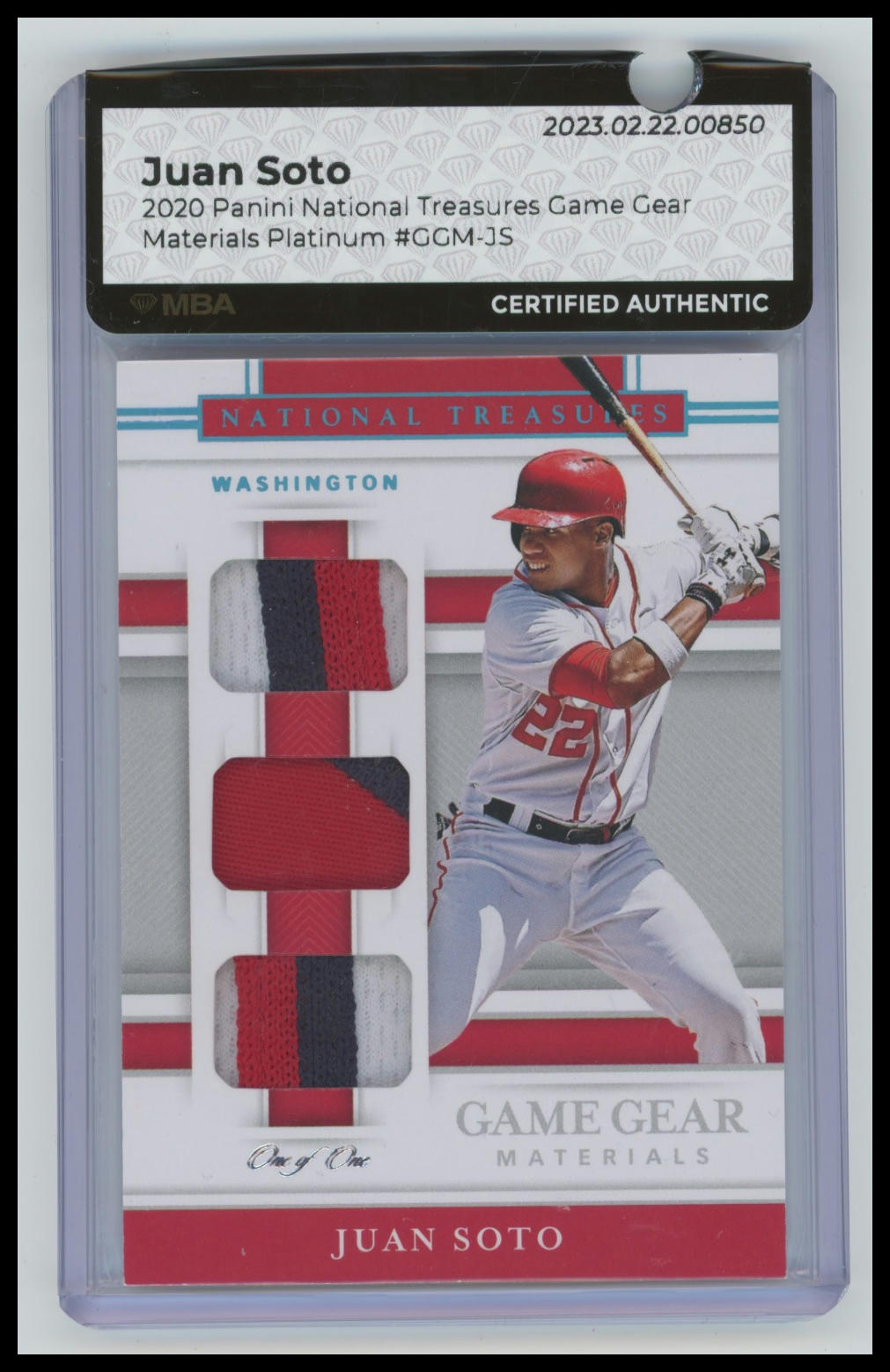 2020 Panini National Treasures #GGM-JS Juan Soto Game Gear Materials 1/1