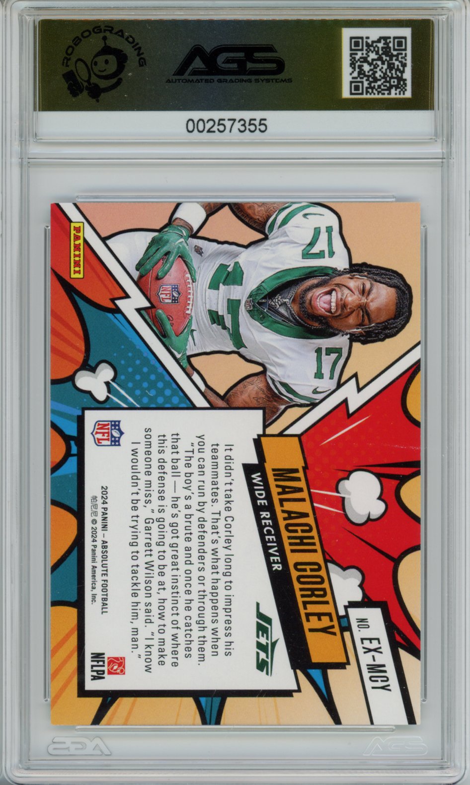 2024 Football Absolute Malachi Corley #EX-MCY explosive AGS 10 Rookie RC