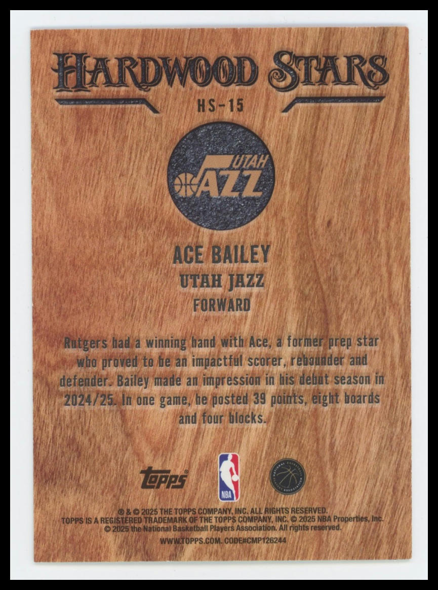 2025-26 Topps Ace Bailey Hardwood Stars