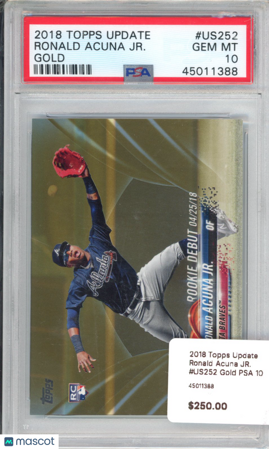 2018 Topps Update Ronald Acuna JR. #US252 Gold PSA 10