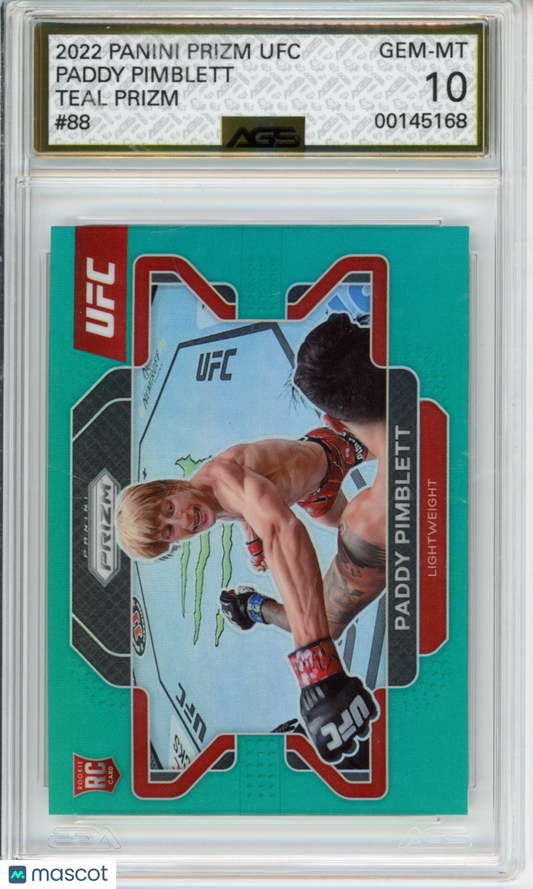 2022 Panini Prizm Paddy Pimblett #88 Teal AGS 10