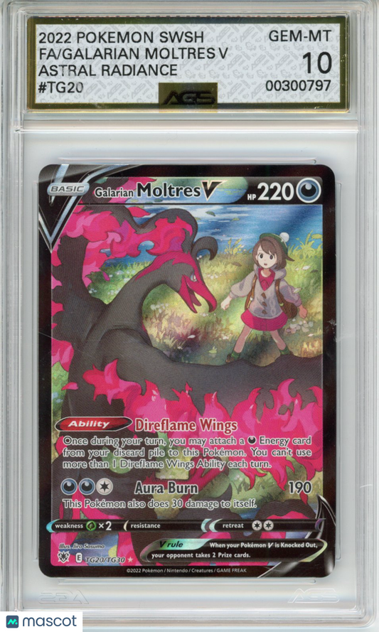 2022 Pokemon Astral Radiance Galarian Moltres V #tg20 AGS 10