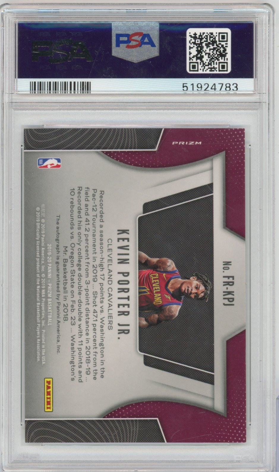 2019 Panini Panini Prizm Fast Break Rookie Autographs Kevin Porter Jr. FRKPJ English PSA 10