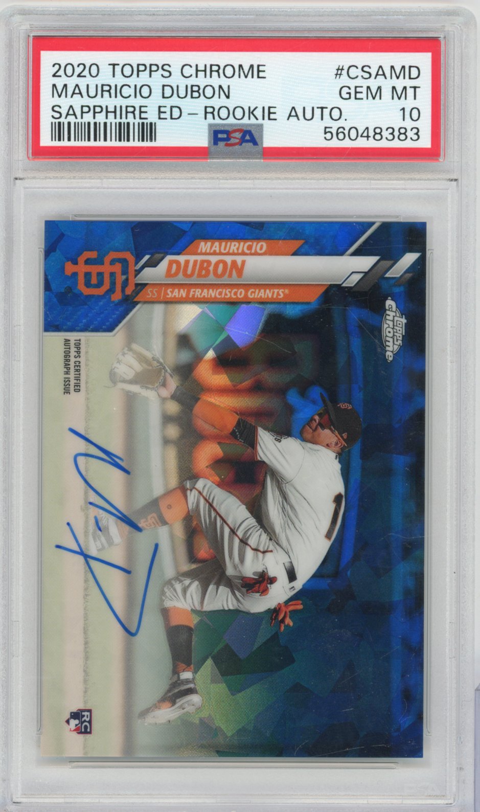 2020 Topps Topps Topps Topps Mauricio Dubon Topps Chrome Sapphire Autographs Baseball #CSA-MD Mauricio Dubon Chrome Sapphire Autographs English PSA 10
