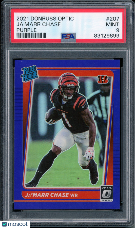 2021 Panini Donruss Optic Ja'marr Chase #207 Purple PSA 9