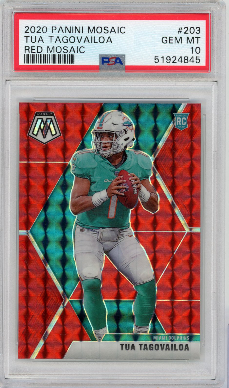 2020 Panini Mosaic Tua Tagovailoa #203 Red English PSA 10