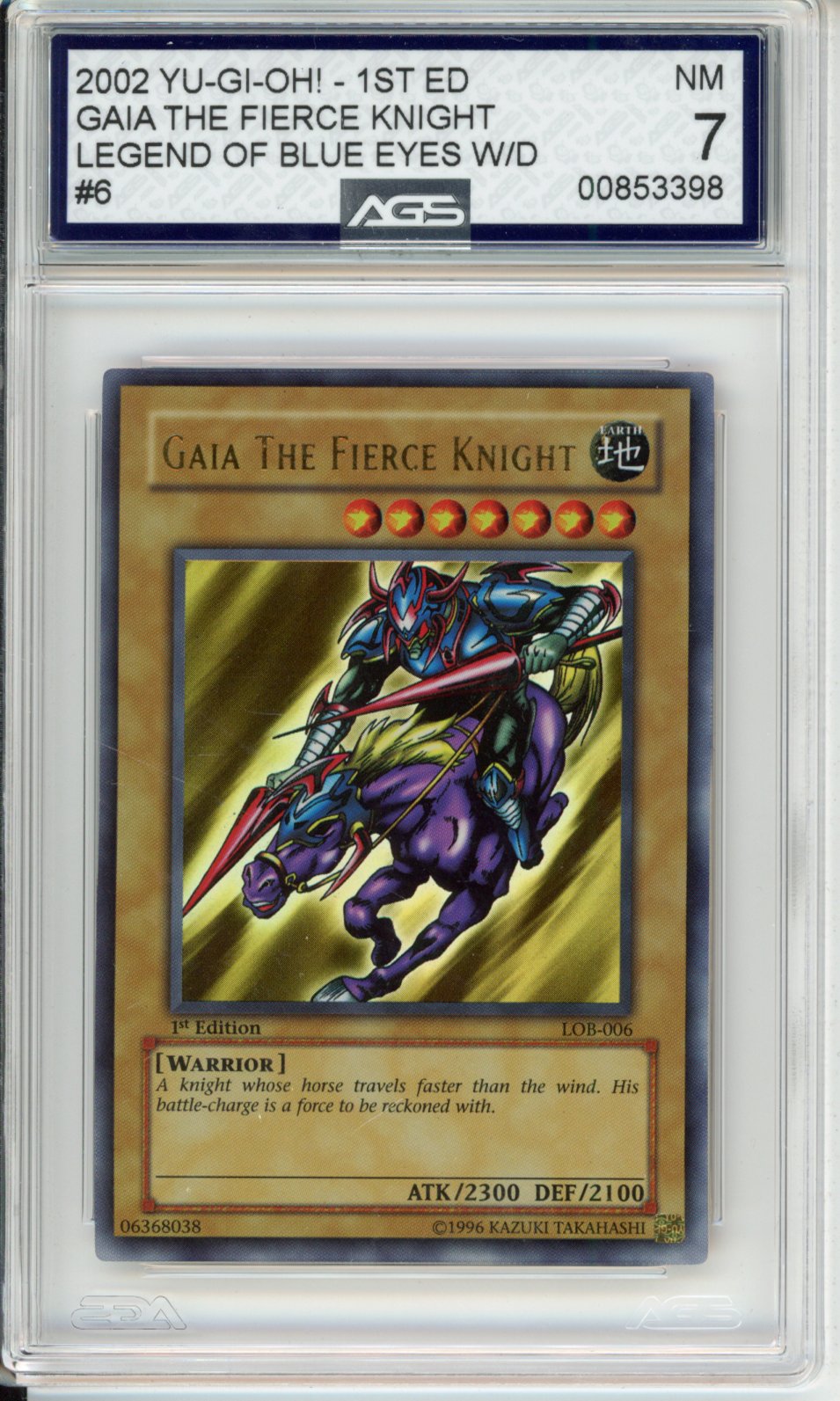 2002 Booster Packs Legend of Blue Eyes White Dragon Gaia The Fierce Knight #6 AGS 7