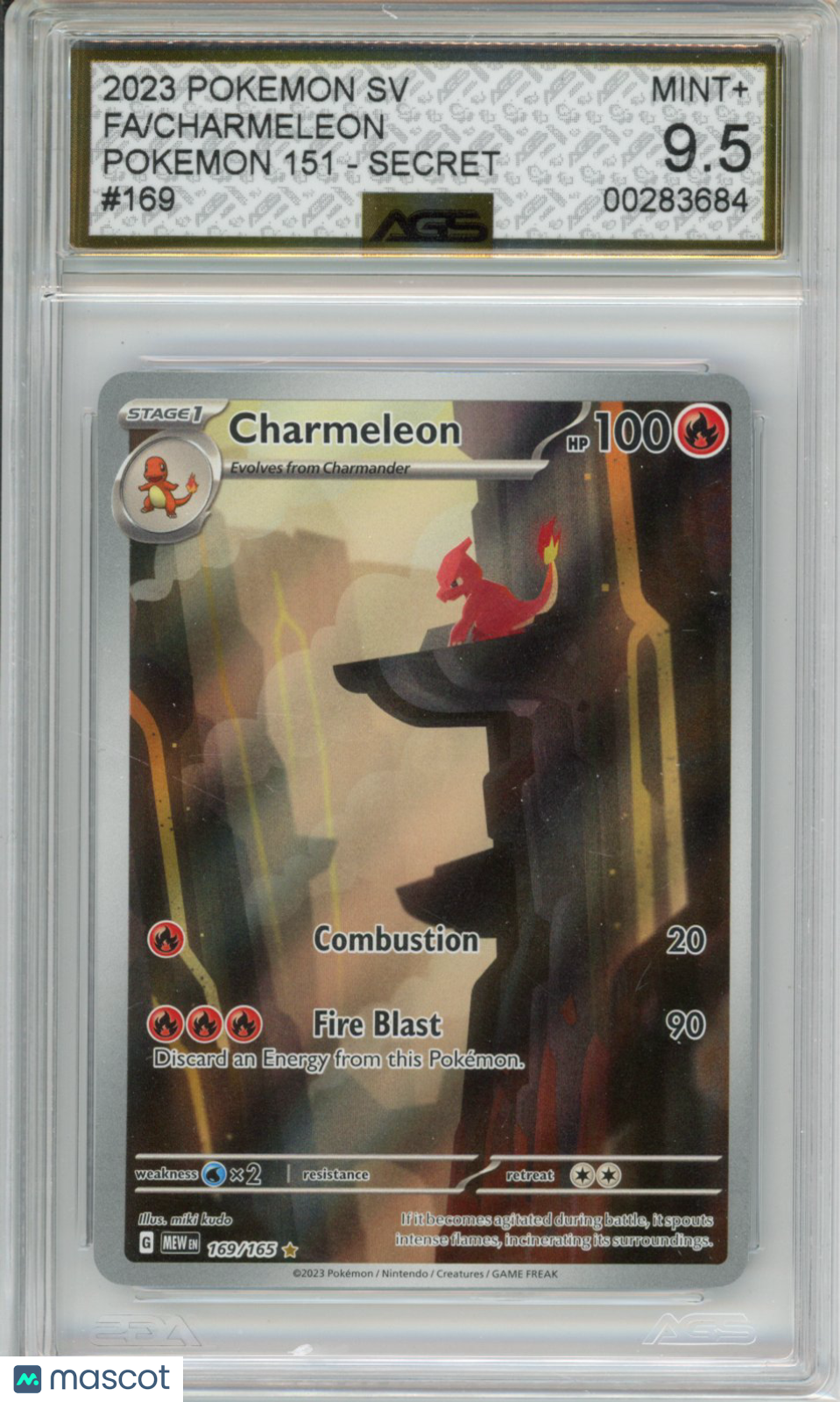 2023 Pokemon 151 Charmeleon #169 AGS 9.5
