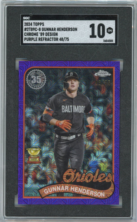 2024 Topps Topps Gunnar Henderson Ch. '89 Purple Ref. /75 2T89C-8 English SGC 10