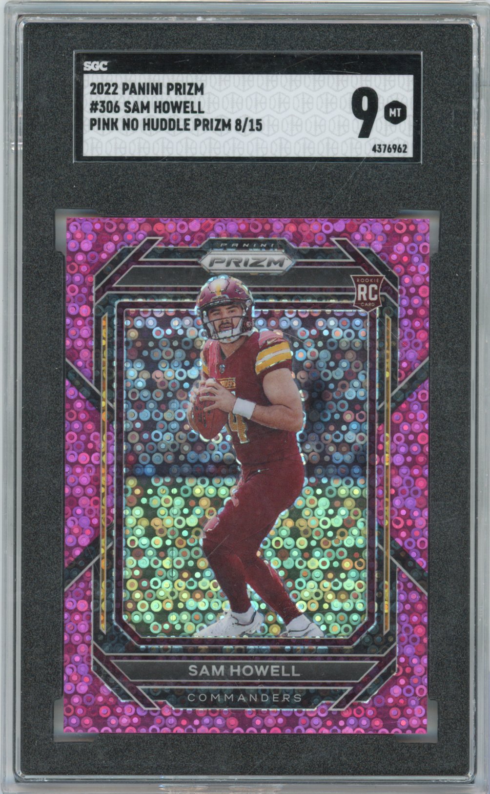 2022 Panini Prizm Football Sam Howell #306 No Huddle Pink English SGC 9