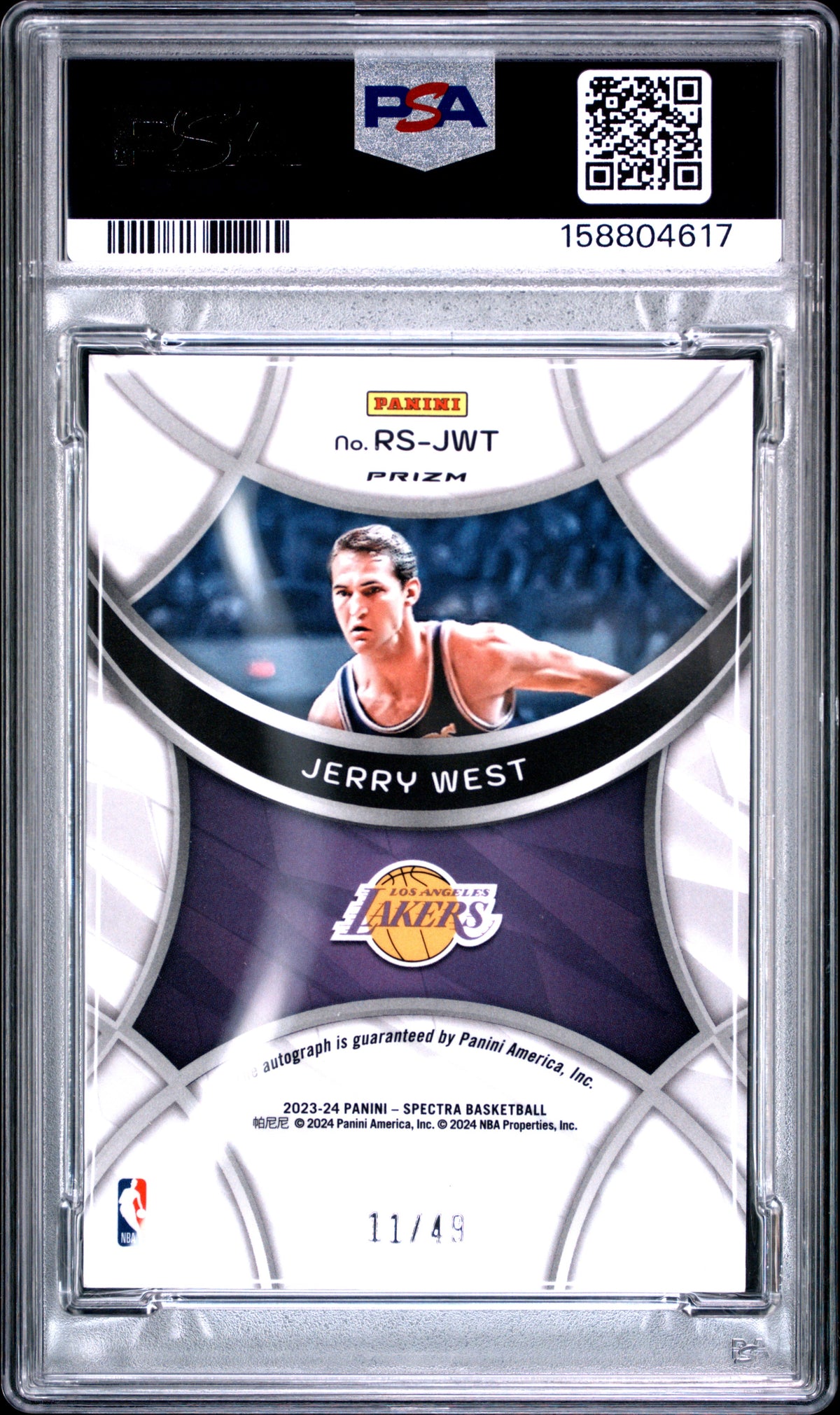 2023 Panini Spectra Radiant Signatures Jerry West RSJWT English PSA 8