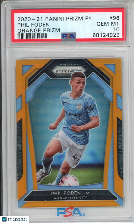 2020 Panini Prizm Premier League Phil Foden #96 Orange PSA 10