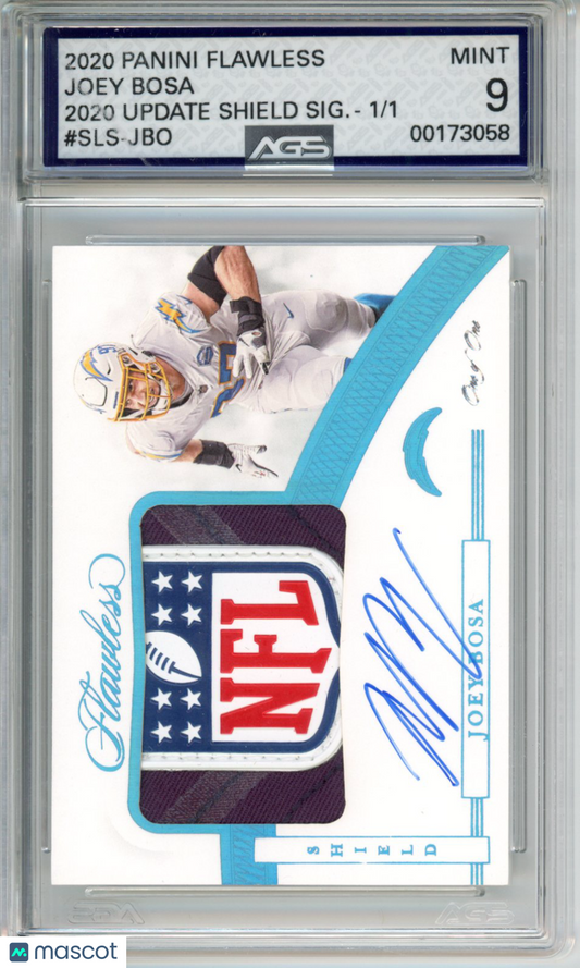 2020 Panini Flawless Joey Bosa #SLS-JBO Shield 1/1 AGS 9
