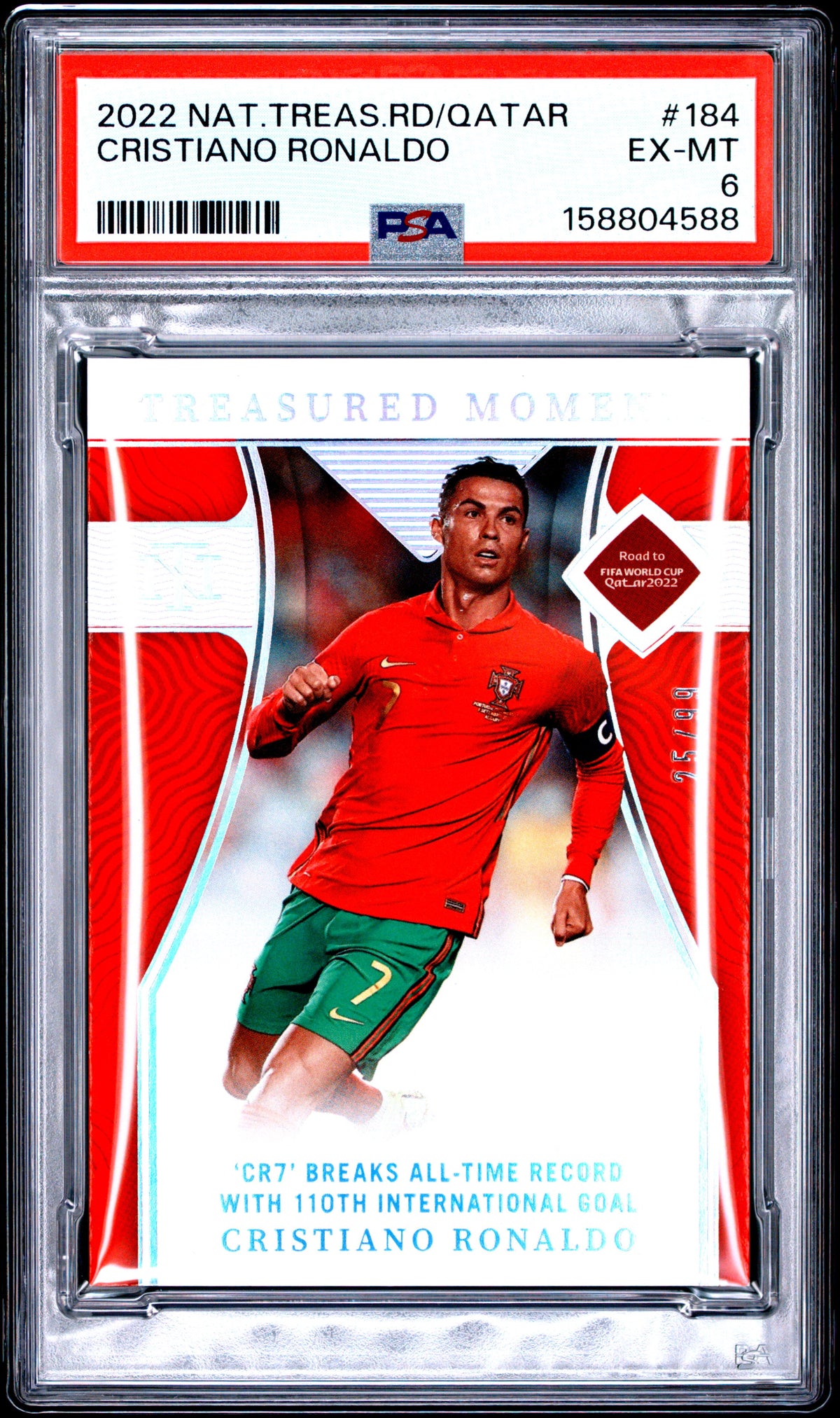 2022 unknown unknown Panini National Treasures FIFA Road to World Cup Qatar Cristiano Ronaldo 184 English PSA 6