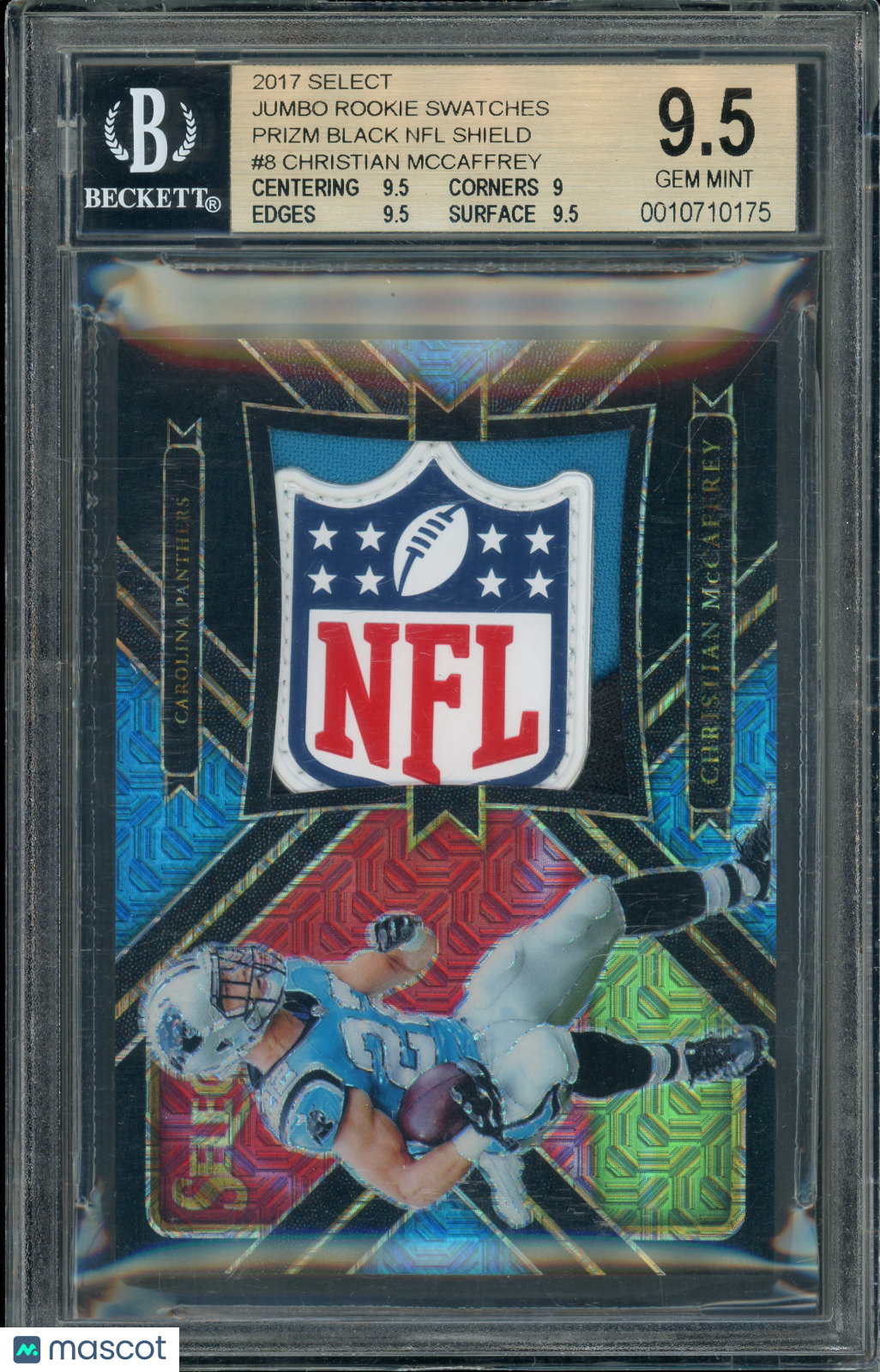 2017 Select Christian McCaffrey #8 Jumbo Rookie Black NFL Shield 1/1 BGS 9.5