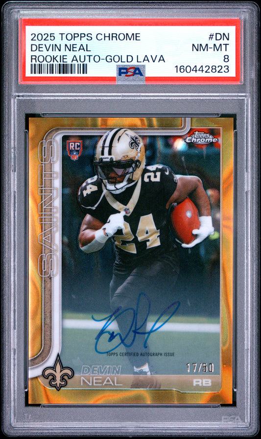 2025 Topps Chrome Devin Neal #DN Gold Lava English PSA 8
