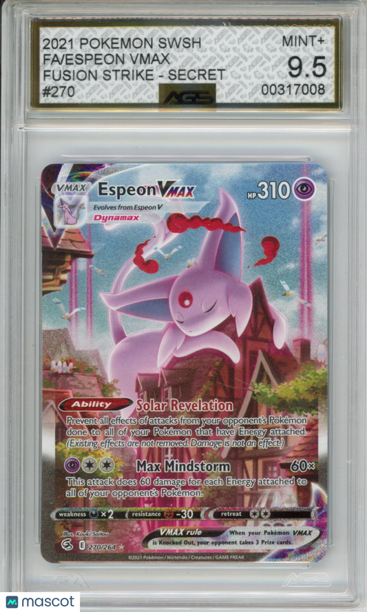 2021 Pokemon Fusion Strike Espeon VMAX #270 AGS 9.5