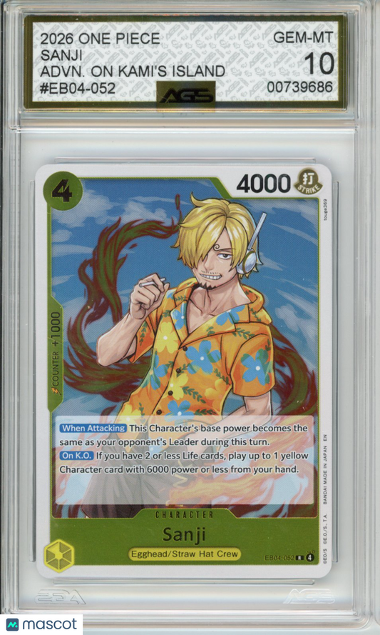 2026 One Piece ADVENTURE ON KAMI'S ISLAND SANJI EB04-052 AGS 10