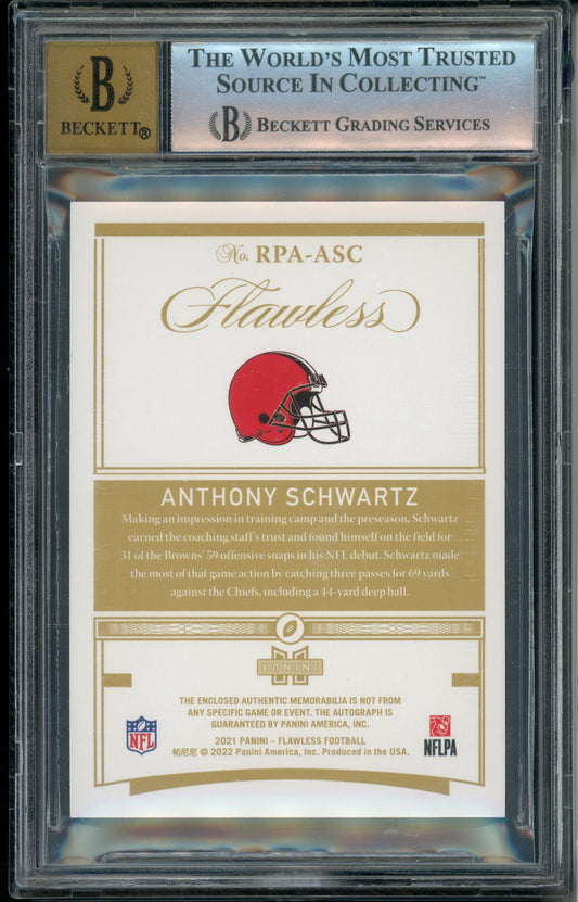 2021 Flawless Anthony Schwartz #24 Rookie Patch Auto Platinum 1/1 BGS 9 RPA