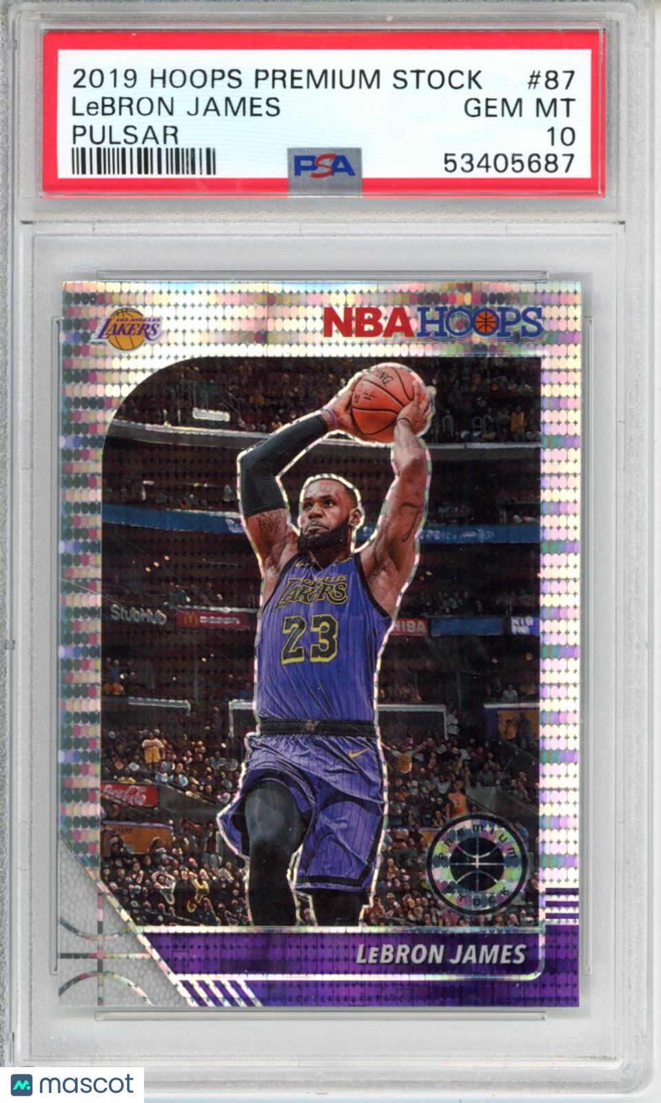2019 Panini Hoops Premium Stock LeBron James #87 Pulsar PSA 10