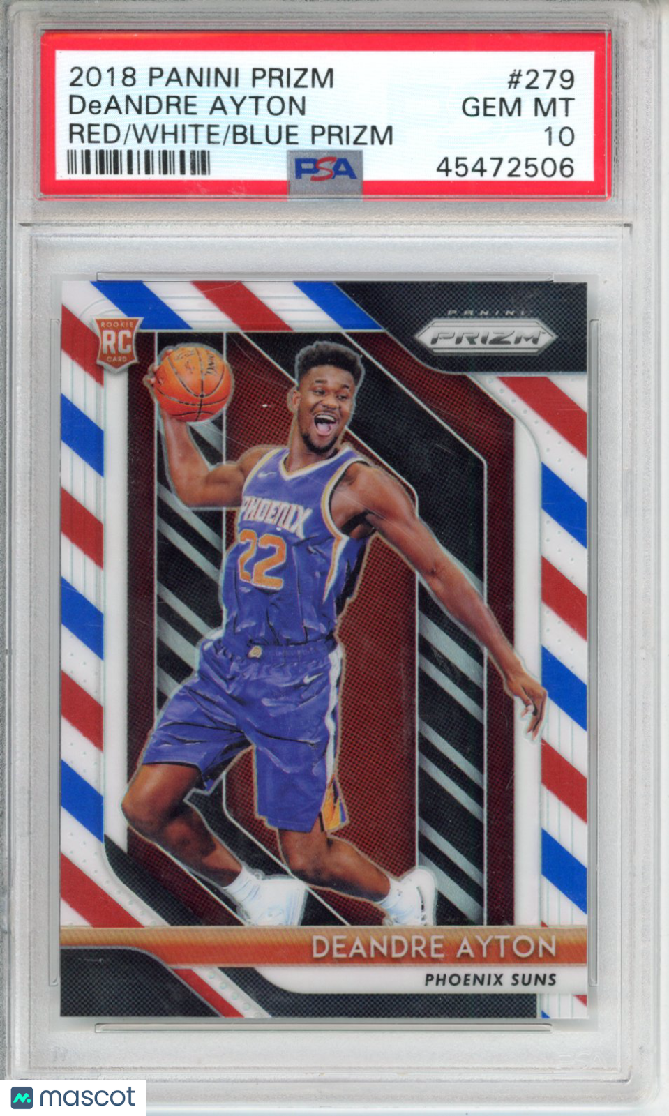 2018 Panini Prizm DeAndre Ayton #279 Red White Blue PSA 10