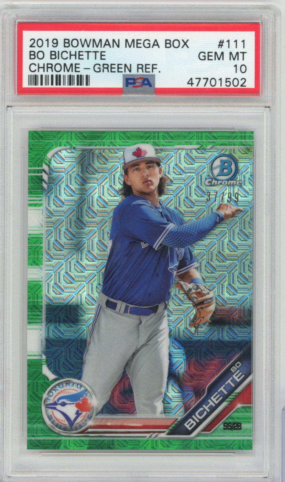 2019 Bowman Mega Box Chrome Bo Bichette Green Refractor 111 English PSA 10